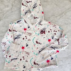 JUSTICE multi color splatter paint pattern hoodie